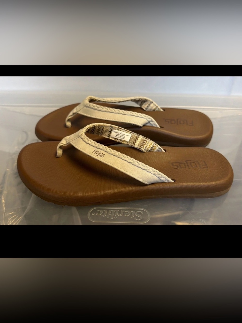 Flojos Women’s White Braid Flip Flop Sandals Size 10 M US